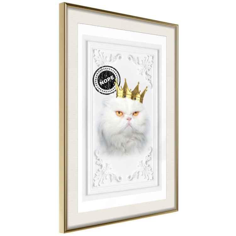 Poster King Cat - Playful composition with a white cat and English text 114360 additionalImage 2