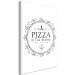 Canvas Print Pizza time - black and white ''Pizza is the answer'' inscription 114560 additionalThumb 2