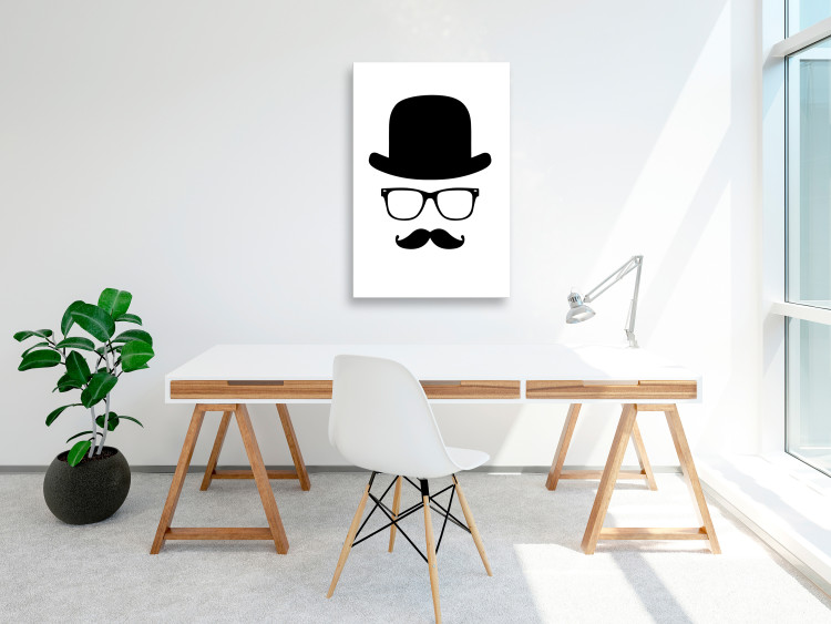 Canvas Print Man in a Hat (1-part) - Black and White Graphic Motif 115060 additionalImage 3