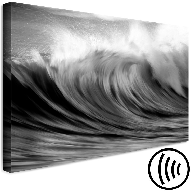 Canvas Art Print Power of the Ocean (1-part) - Black and White Photo of Turbulent Waves 115160 additionalImage 6