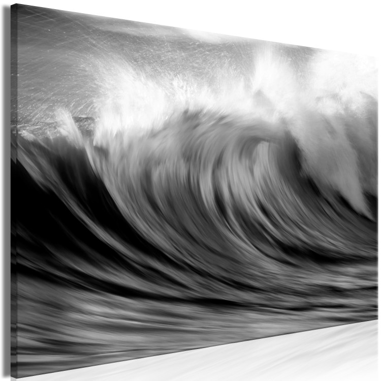 Canvas Art Print Power of the Ocean (1-part) - Black and White Photo of Turbulent Waves 115160 additionalImage 2