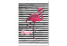 Canvas Print Bird of Youth (1-part) - Flamingo Against Black and White Stripes 115260