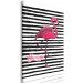 Canvas Print Bird of Youth (1-part) - Flamingo Against Black and White Stripes 115260 additionalThumb 2