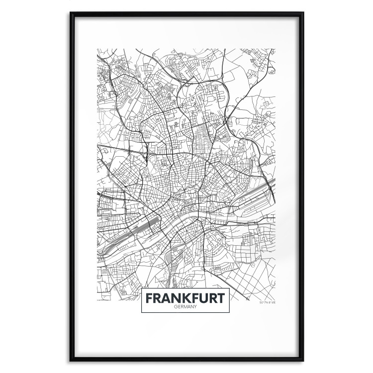 Wall Poster Map of Frankfurt - black and white map of a German city with label 116360 additionalImage 17