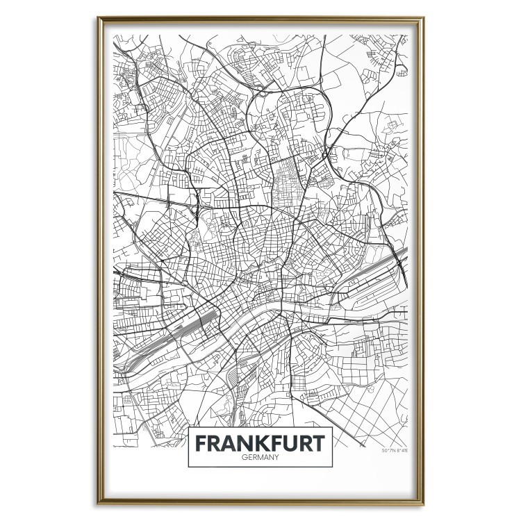 Wall Poster Map of Frankfurt - black and white map of a German city with label 116360 additionalImage 20