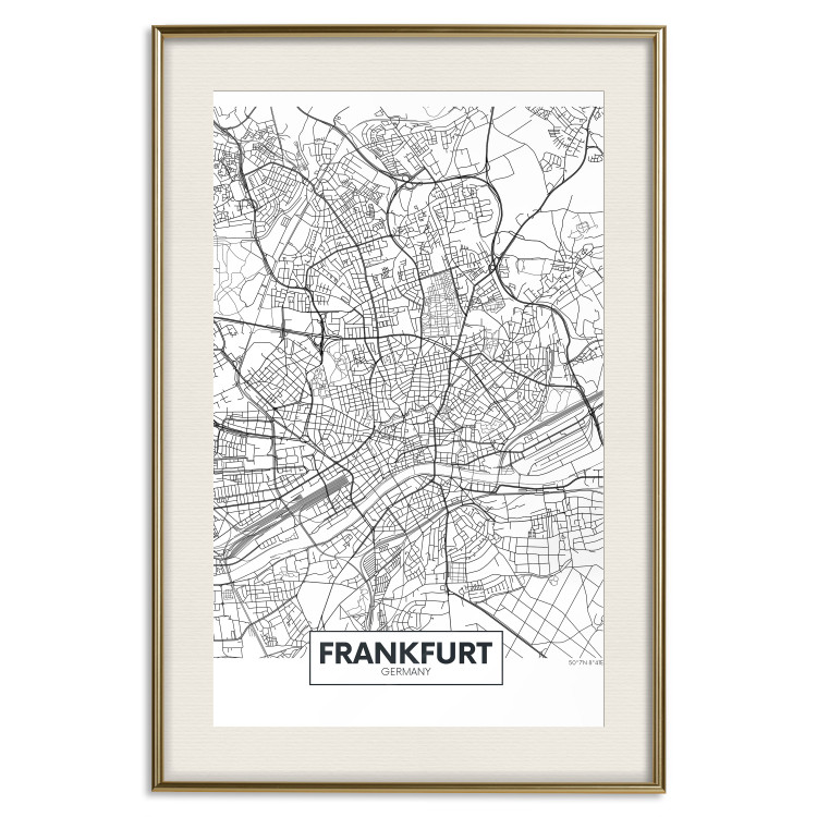 Wall Poster Map of Frankfurt - black and white map of a German city with label 116360 additionalImage 19