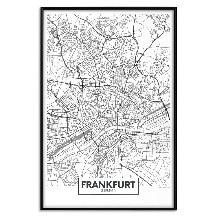 Wall Poster Map of Frankfurt - black and white map of a German city with label 116360 additionalImage 24