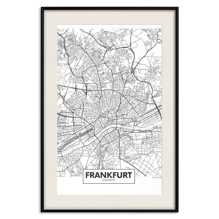 Wall Poster Map of Frankfurt - black and white map of a German city with label 116360 additionalImage 18