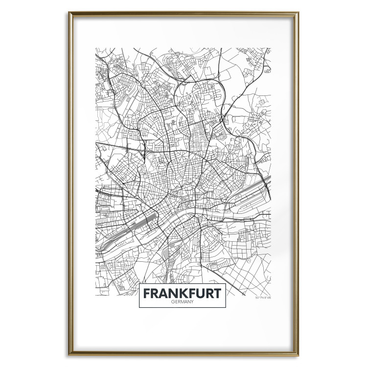 Wall Poster Map of Frankfurt - black and white map of a German city with label 116360 additionalImage 16