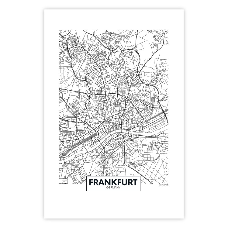 Wall Poster Map of Frankfurt - black and white map of a German city with label 116360 additionalImage 25