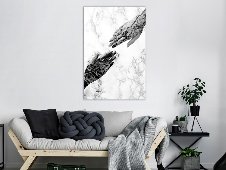 Canvas Art Print Nature's Art in Hands (1-part) - Black and White Abstraction 117260 additionalImage 3