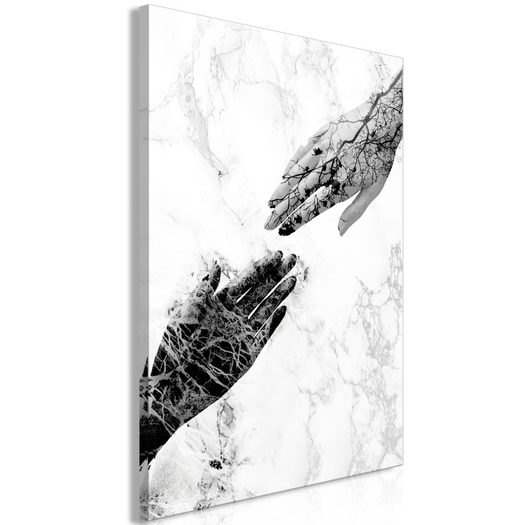 Canvas Art Print Nature's Art in Hands (1-part) - Black and White Abstraction 117260 additionalImage 2