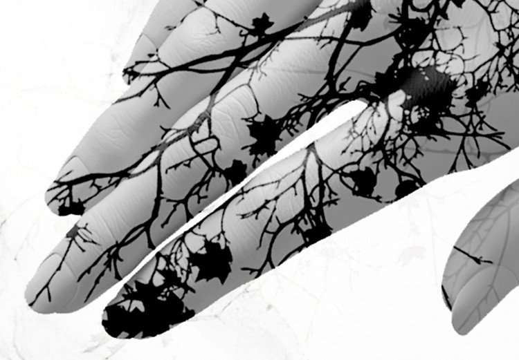 Canvas Art Print Nature's Art in Hands (1-part) - Black and White Abstraction 117260 additionalImage 5