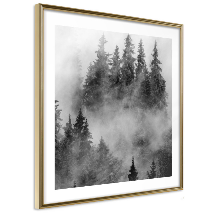 Wall Poster Black Forest - black and white landscape of forest trees amidst dense fog 120460 additionalImage 6