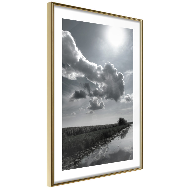 Wall Poster Hot Clouds - black and white landscape of nature against a backdrop of clouds and water 122360 additionalImage 6