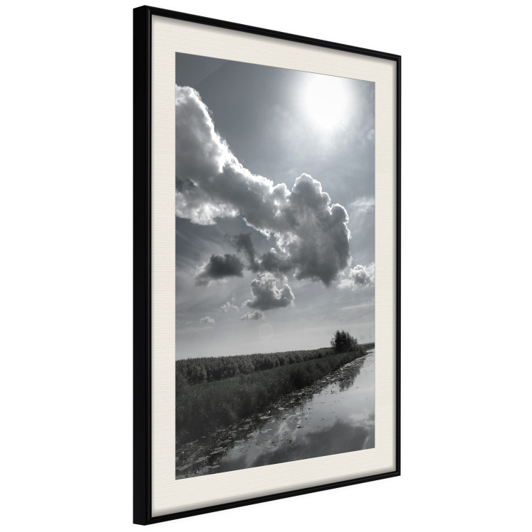 Wall Poster Hot Clouds - black and white landscape of nature against a backdrop of clouds and water 122360 additionalImage 3