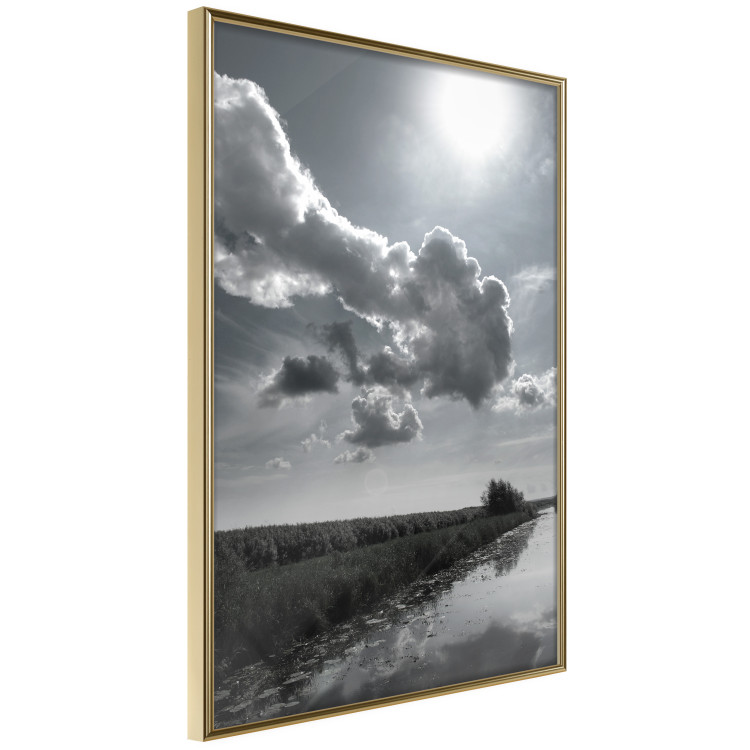 Wall Poster Hot Clouds - black and white landscape of nature against a backdrop of clouds and water 122360 additionalImage 12
