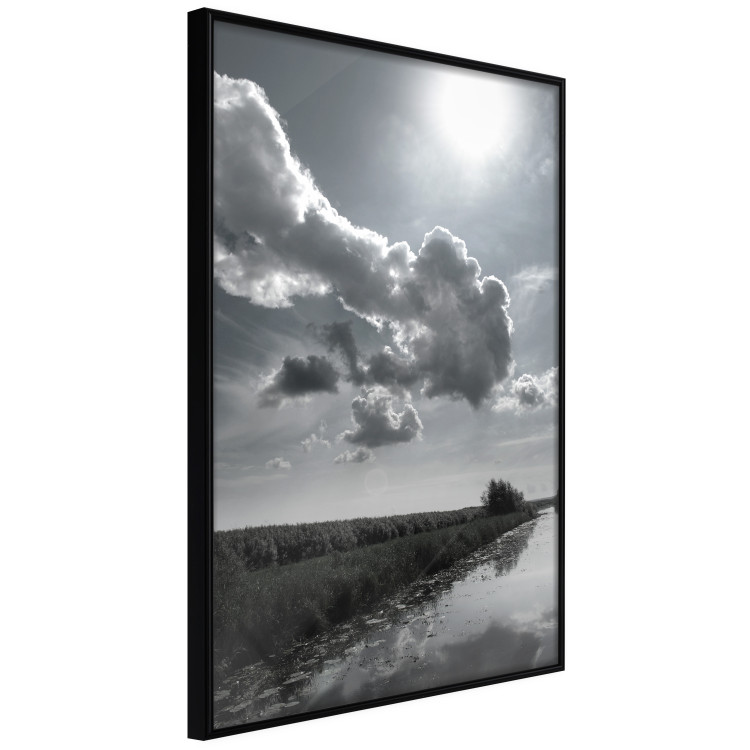 Wall Poster Hot Clouds - black and white landscape of nature against a backdrop of clouds and water 122360 additionalImage 10
