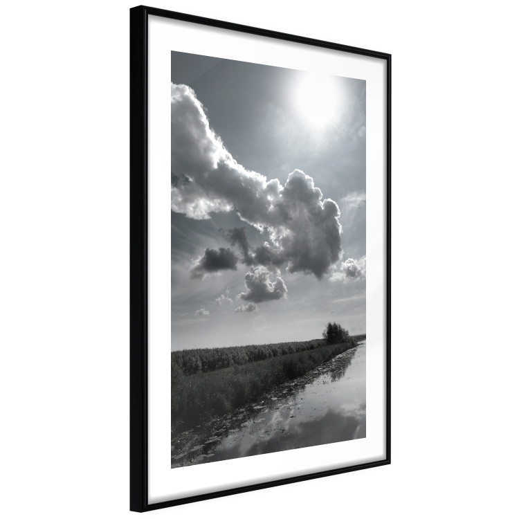 Wall Poster Hot Clouds - black and white landscape of nature against a backdrop of clouds and water 122360 additionalImage 11