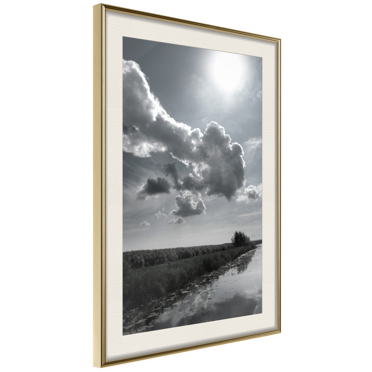 Wall Poster Hot Clouds - black and white landscape of nature against a backdrop of clouds and water 122360 additionalImage 2