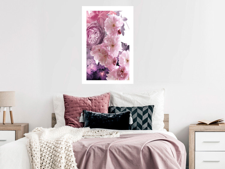 Poster Fan of Flowers - pink flowers and colorful plants on a white background 122860 additionalImage 2