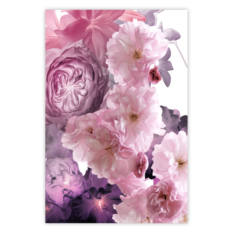 Poster Fan of Flowers - pink flowers and colorful plants on a white background 122860