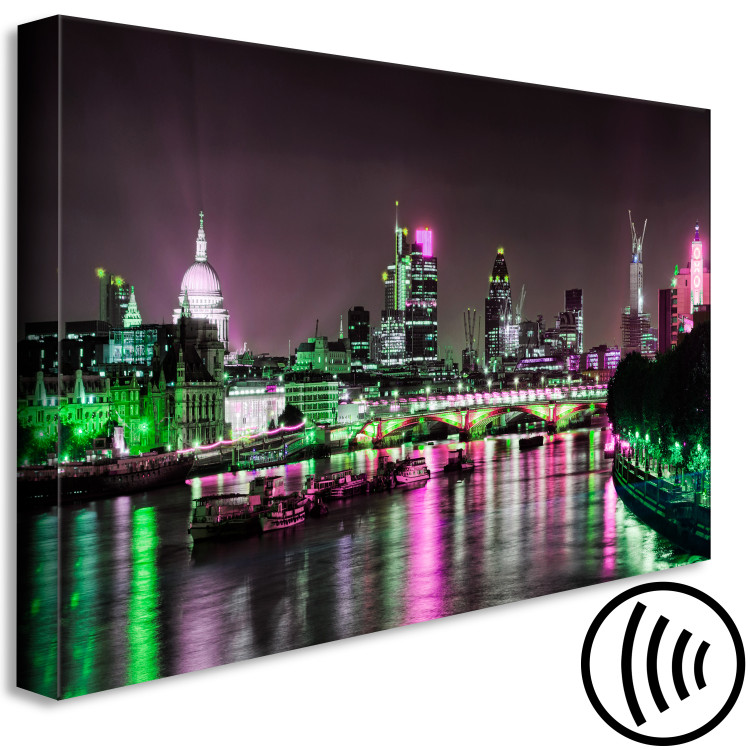 Canvas Print Night London panorama - view of Thames, lit skyscrapers and the bridge 123660 additionalImage 6