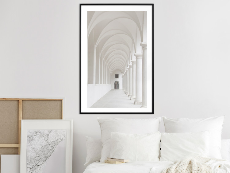 Poster Colonnade - building architecture with gray columns creating corridor 123860 additionalImage 12