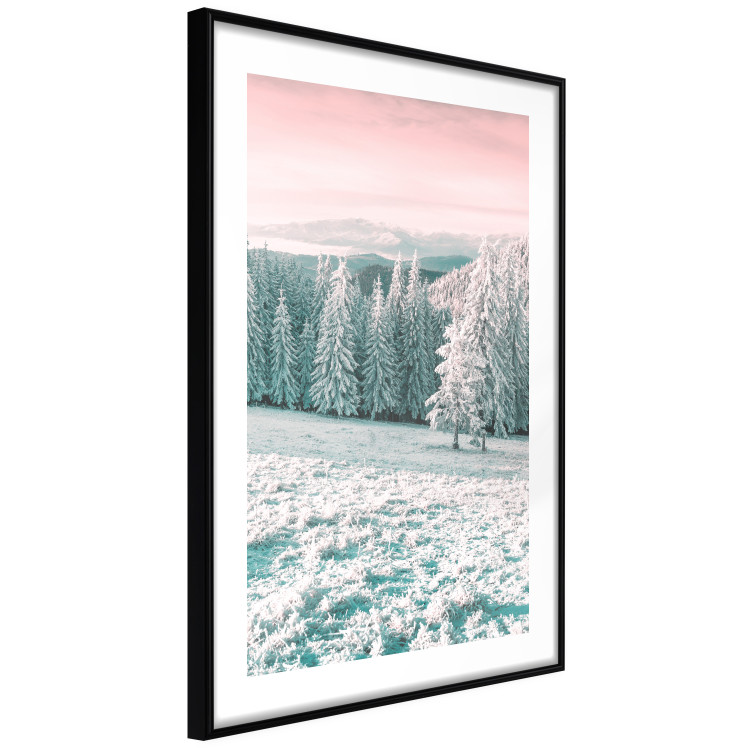 Wall Poster Harsh Winter - winter forest landscape against mountains and red sky 124460 additionalImage 13