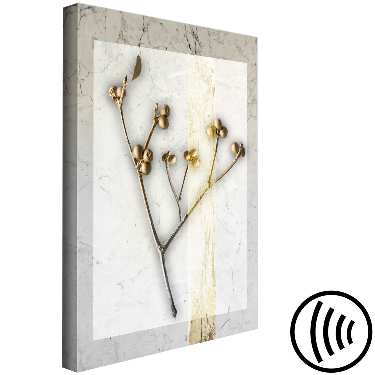 Canvas Print Glamour style mistletoe - a golden plant on grey, marble background 124960 additionalImage 6