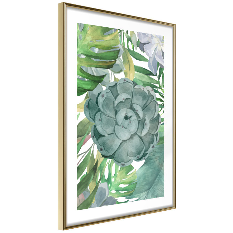 Wall Poster Tropical Flora - flower amidst tropical plants on a white background 125760 additionalImage 8