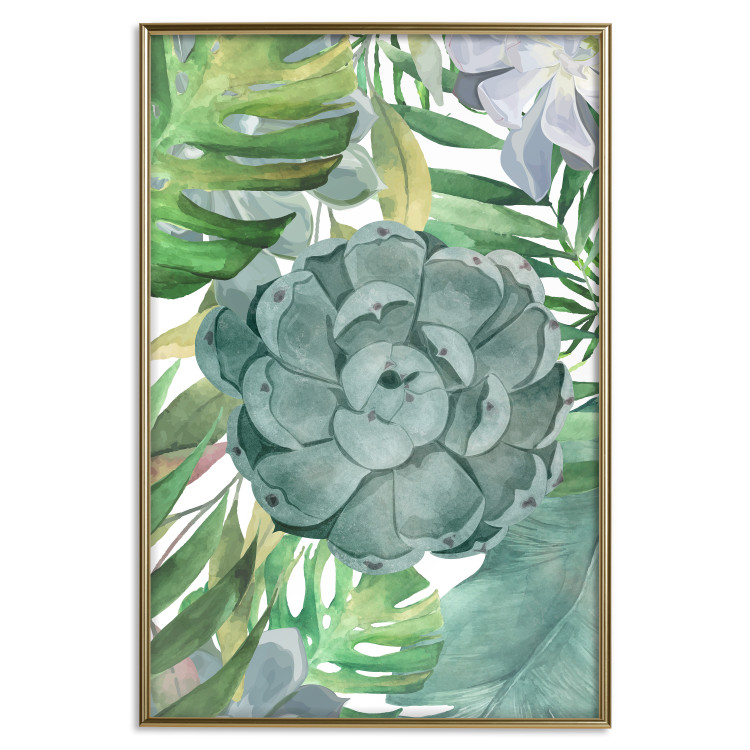 Wall Poster Tropical Flora - flower amidst tropical plants on a white background 125760 additionalImage 20