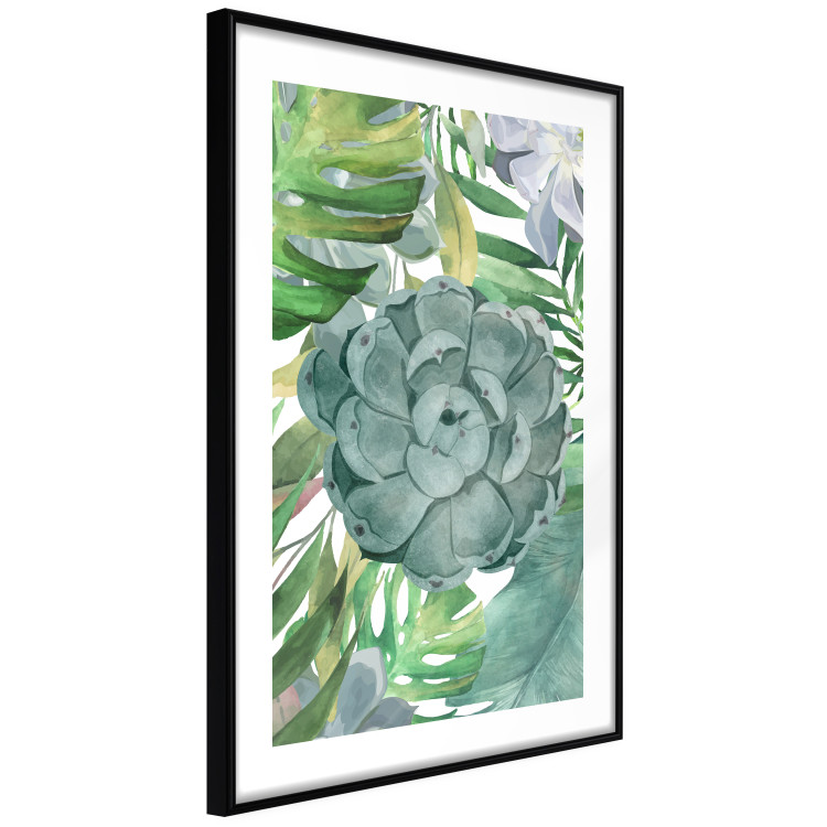 Wall Poster Tropical Flora - flower amidst tropical plants on a white background 125760 additionalImage 11