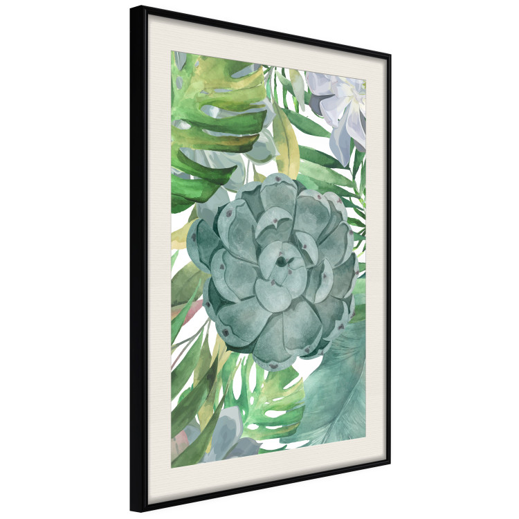 Wall Poster Tropical Flora - flower amidst tropical plants on a white background 125760 additionalImage 3