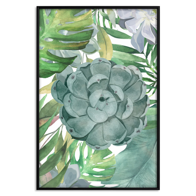 Wall Poster Tropical Flora - flower amidst tropical plants on a white background 125760 additionalImage 24