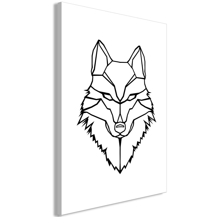 Canvas Art Print Black wolf outlines - geometric composition on a white background 125860 additionalImage 2