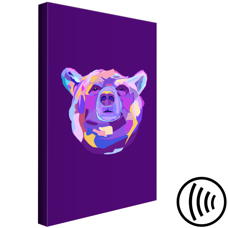 Canvas Art Print Violet bear - an abstract, colourful animal on a dark background 126660 additionalImage 6