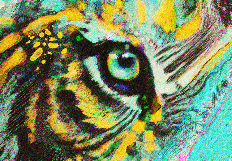 Poster Mint Tiger - colorful composition of a wild cat on a black background 126860 additionalImage 12