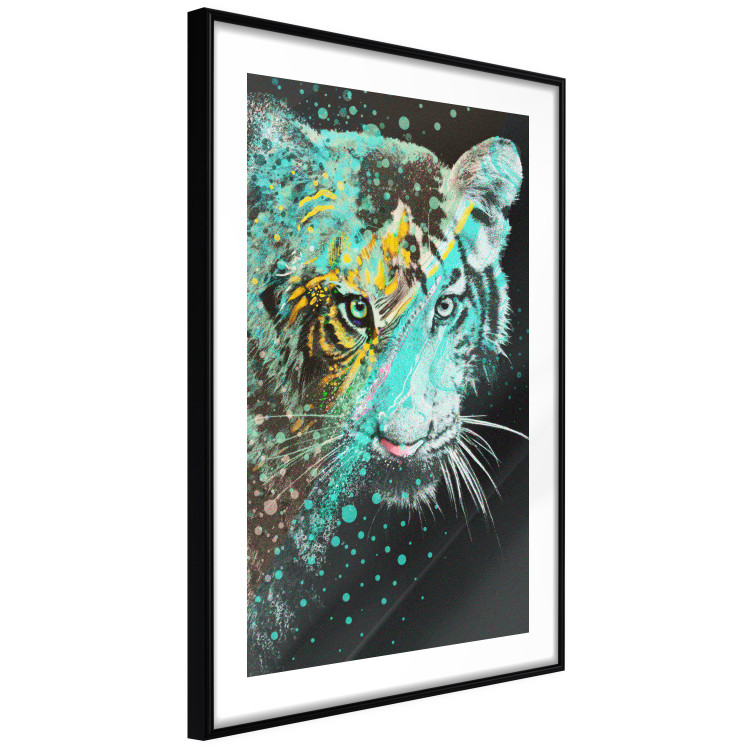 Poster Mint Tiger - colorful composition of a wild cat on a black background 126860 additionalImage 8