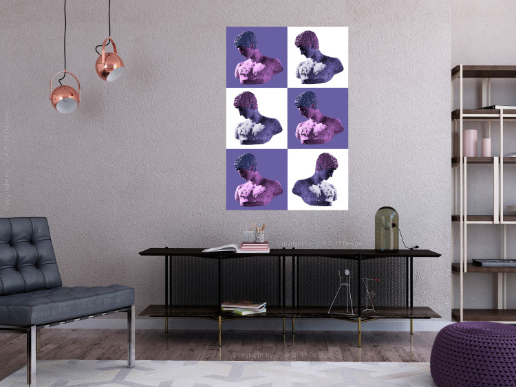 Poster Greek Checkerboard - Greek sculptures on purple checkerboard background 127860 additionalImage 4