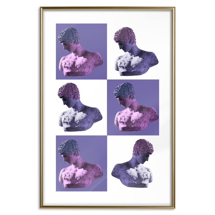 Poster Greek Checkerboard - Greek sculptures on purple checkerboard background 127860 additionalImage 14