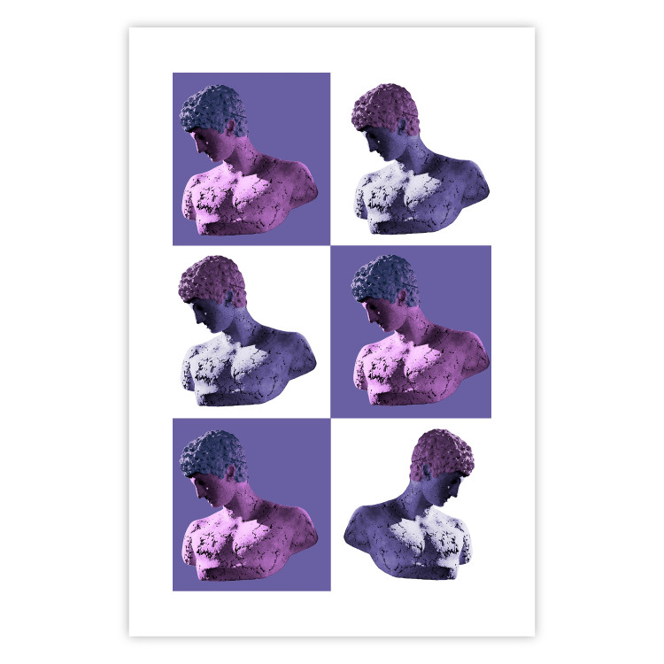 Poster Greek Checkerboard - Greek sculptures on purple checkerboard background 127860 additionalImage 19