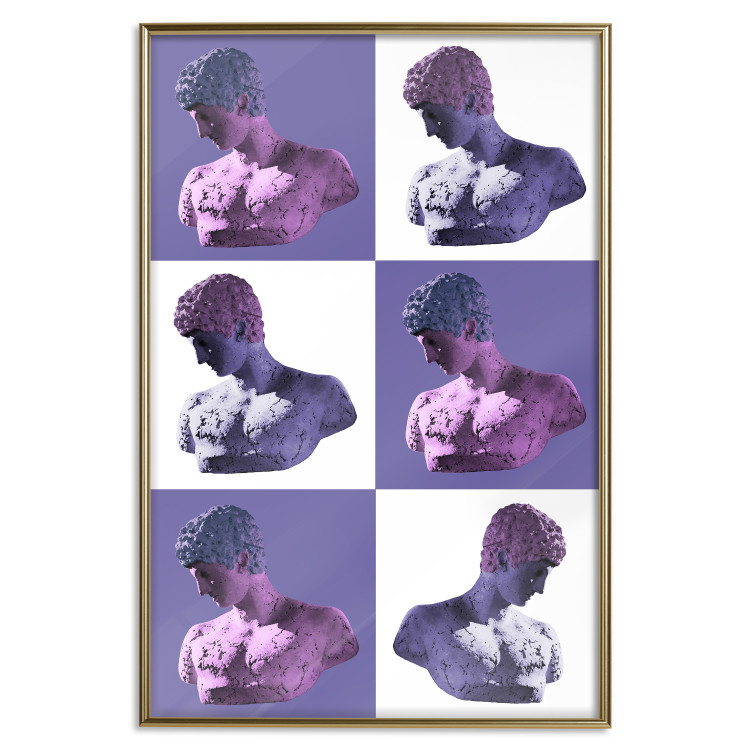 Poster Greek Checkerboard - Greek sculptures on purple checkerboard background 127860 additionalImage 21