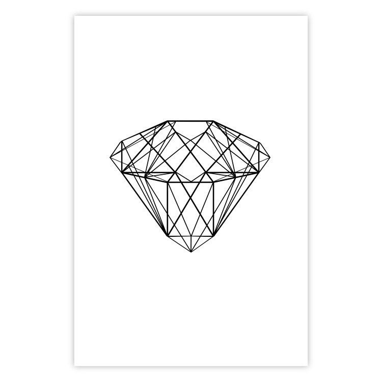 Wall Poster Noble - black line art of diamond on white contrasting background 127960 additionalImage 19