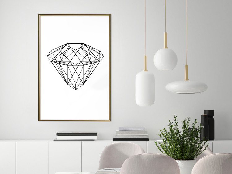 Wall Poster Noble - black line art of diamond on white contrasting background 127960 additionalImage 7