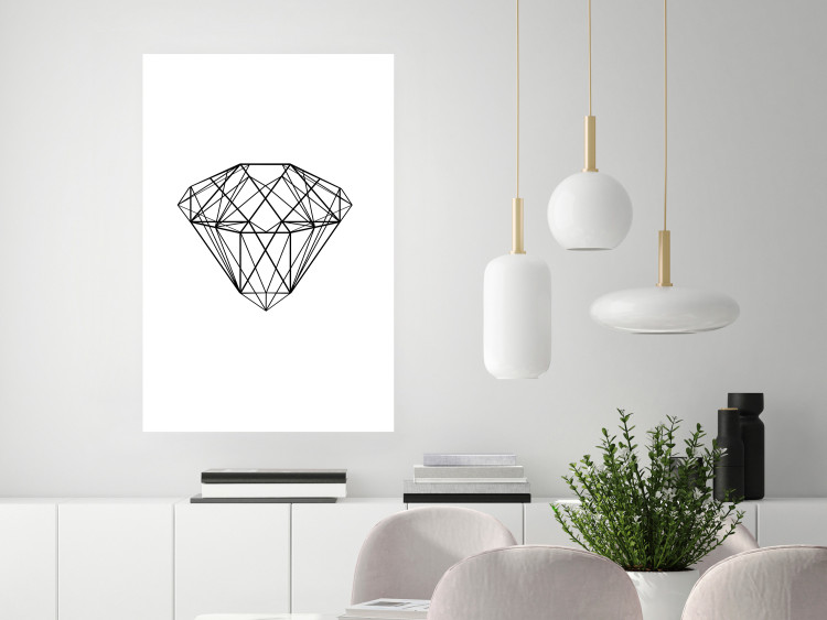 Wall Poster Noble - black line art of diamond on white contrasting background 127960 additionalImage 5