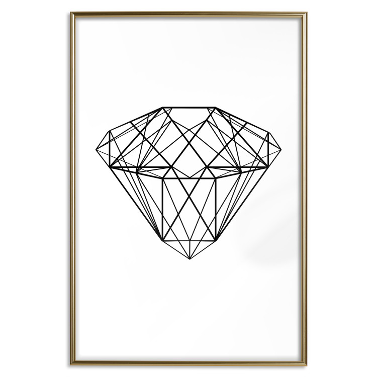 Wall Poster Noble - black line art of diamond on white contrasting background 127960 additionalImage 17