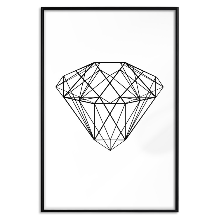 Wall Poster Noble - black line art of diamond on white contrasting background 127960 additionalImage 18