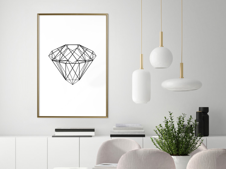 Wall Poster Noble - black line art of diamond on white contrasting background 127960 additionalImage 15