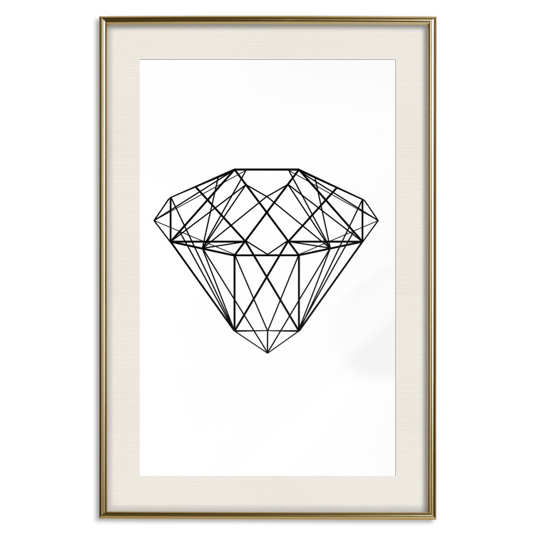 Wall Poster Noble - black line art of diamond on white contrasting background 127960 additionalImage 20